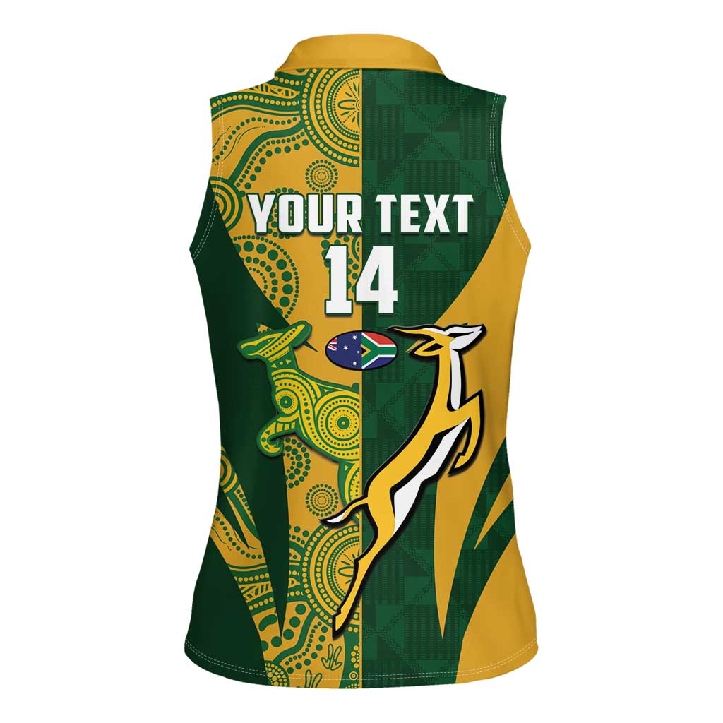 South Africa Australia Rugby Custom Women Sleeveless Polo Shirt Springboks Wallabies Together - Wonder Print Shop