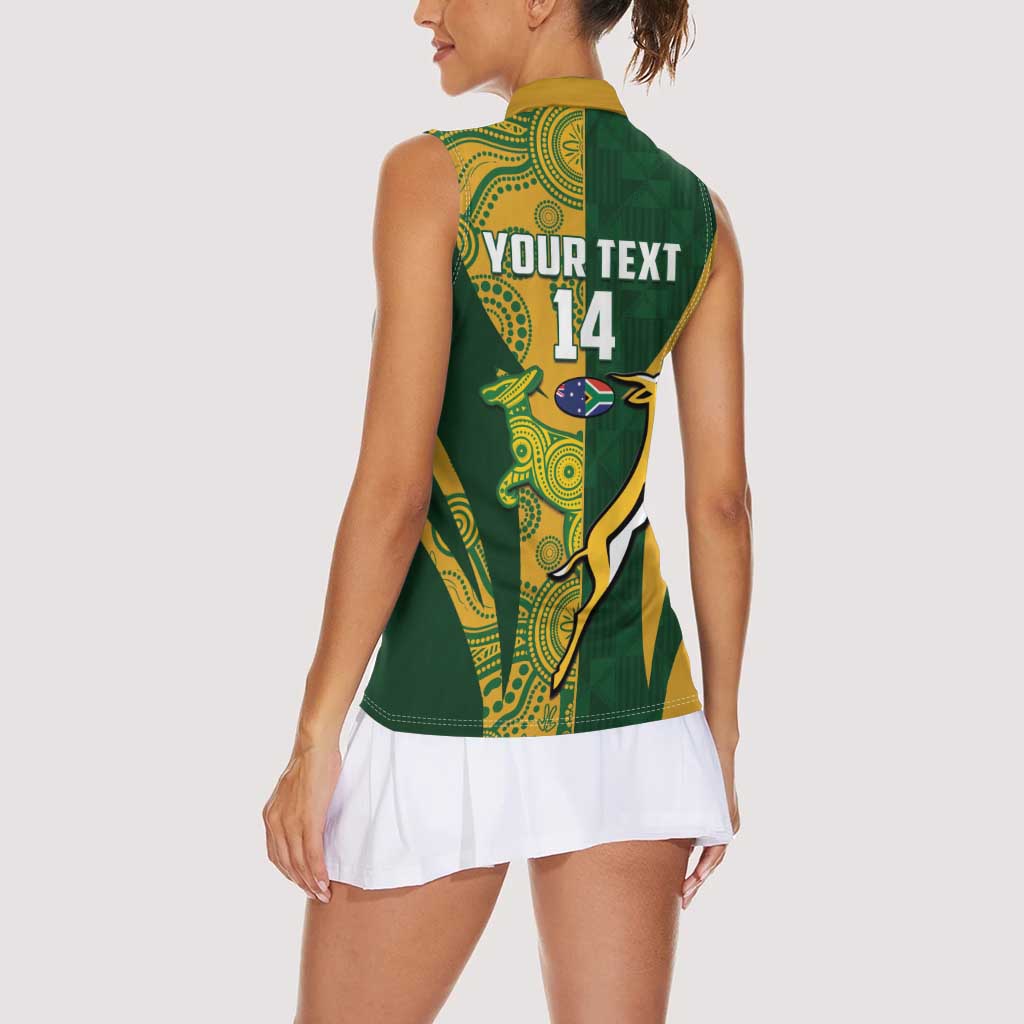 South Africa Australia Rugby Custom Women Sleeveless Polo Shirt Springboks Wallabies Together - Wonder Print Shop