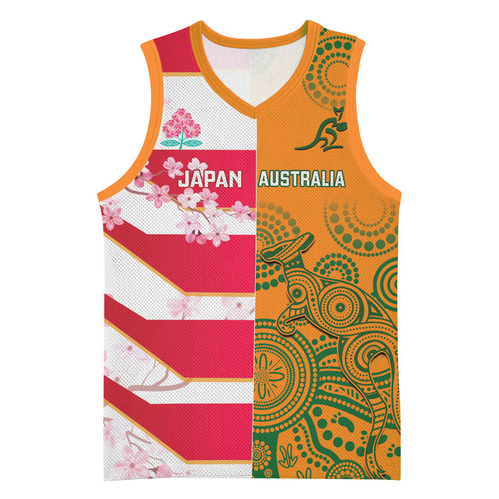 Australia and Japan Rugby Custom Basketball Jersey Wallabies Brave Blossoms Together
