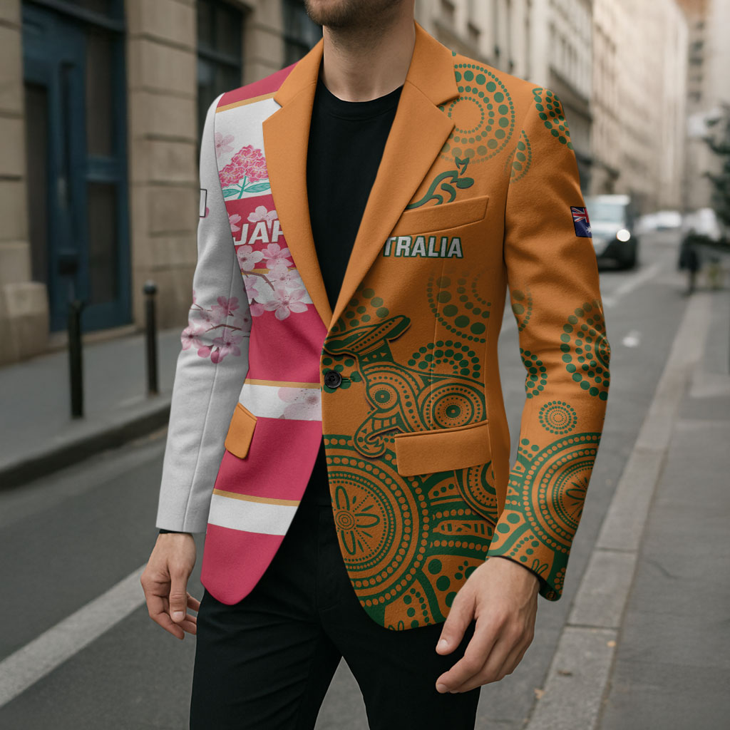 Australia and Japan Rugby Custom Blazer Wallabies Brave Blossoms Together