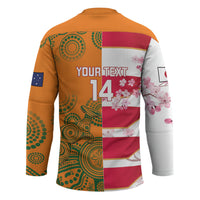Australia and Japan Rugby Custom Hockey Jersey Wallabies Brave Blossoms Together