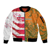 Australia and Japan Rugby Custom Sleeve Zip Bomber Jacket Wallabies Brave Blossoms Together