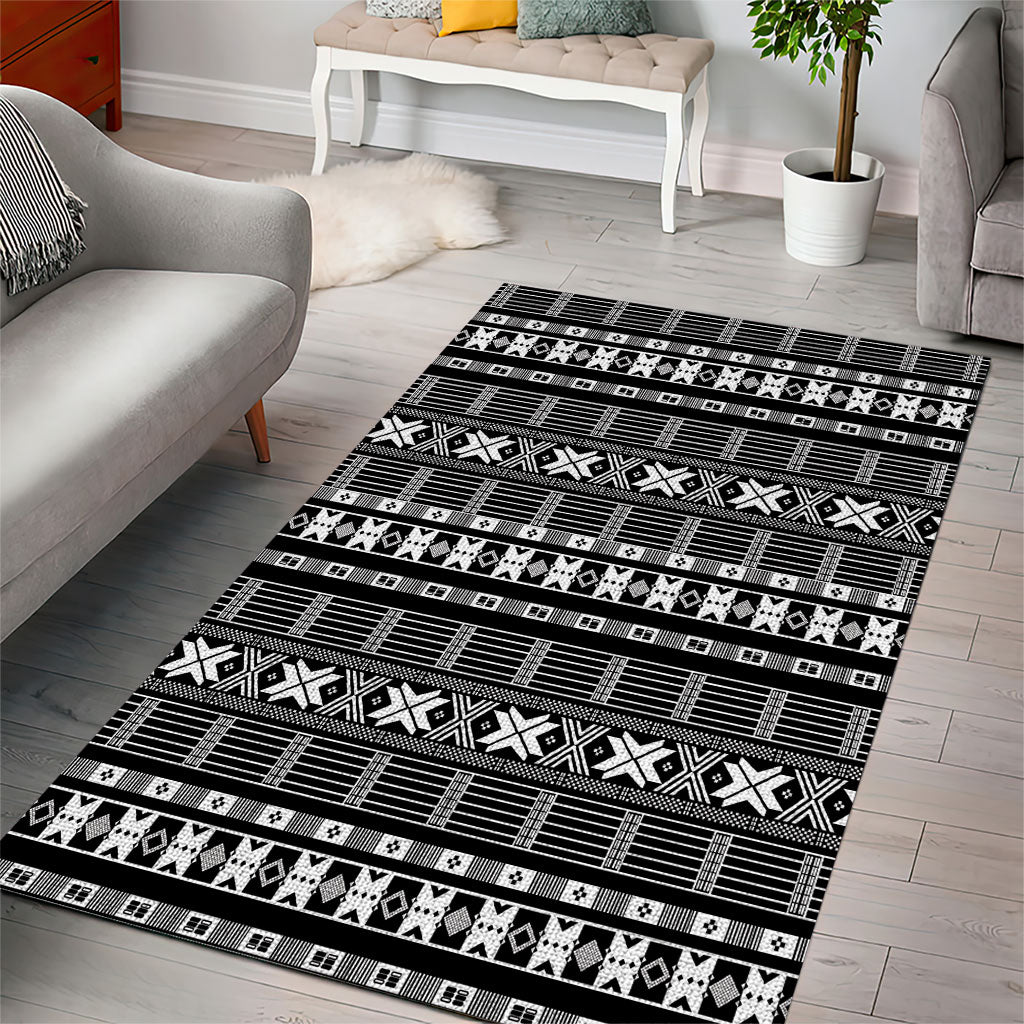 Pano De Terra Motifs Cabo Verde Area Rug Black Color