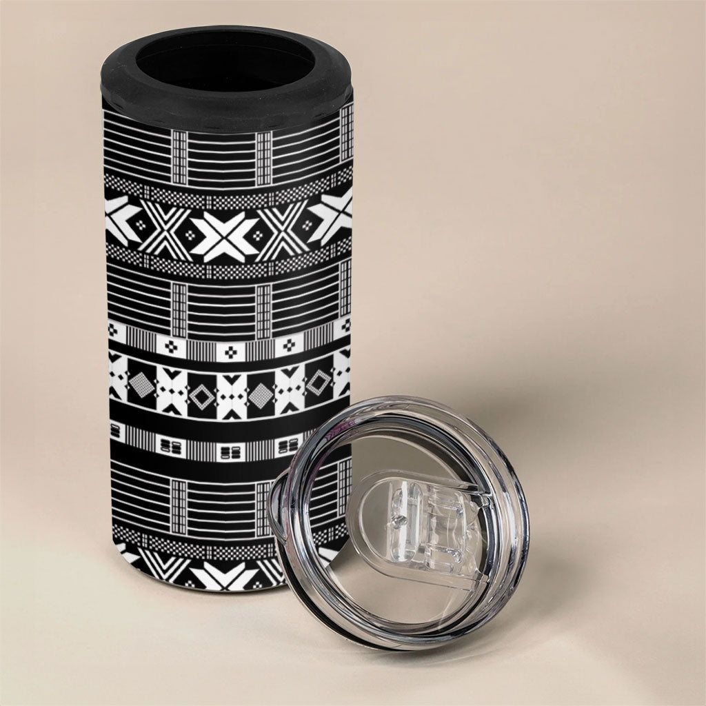 Pano De Terra Motifs Cabo Verde 4 in 1 Can Cooler Tumbler Black Color
