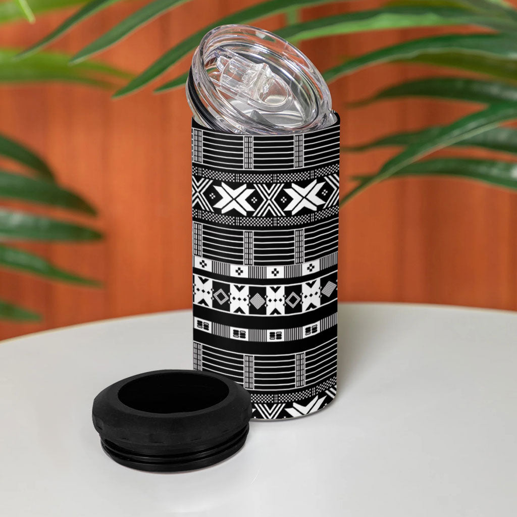 Pano De Terra Motifs Cabo Verde 4 in 1 Can Cooler Tumbler Black Color
