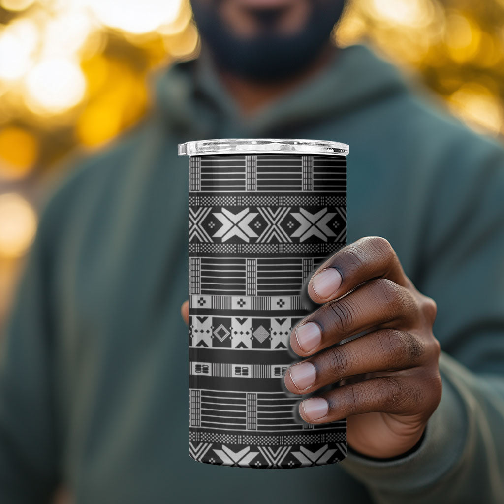 Pano De Terra Motifs Cabo Verde 4 in 1 Can Cooler Tumbler Black Color