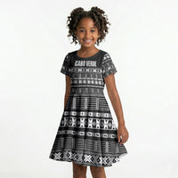 Pano De Terra Motifs Cabo Verde Kid Short Sleeve Dress Black Color