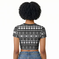 Pano De Terra Motifs Cabo Verde Raglan Cropped T shirt Black Color