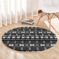 Pano De Terra Motifs Cabo Verde Round Carpet Black Color