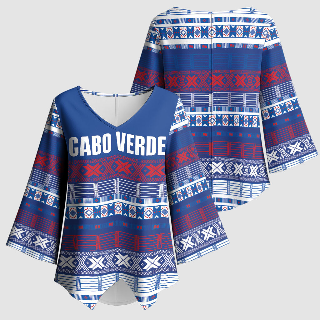 Pano De Terra Motifs Cabo Verde Kimono Sleeve Blouse Flag Color