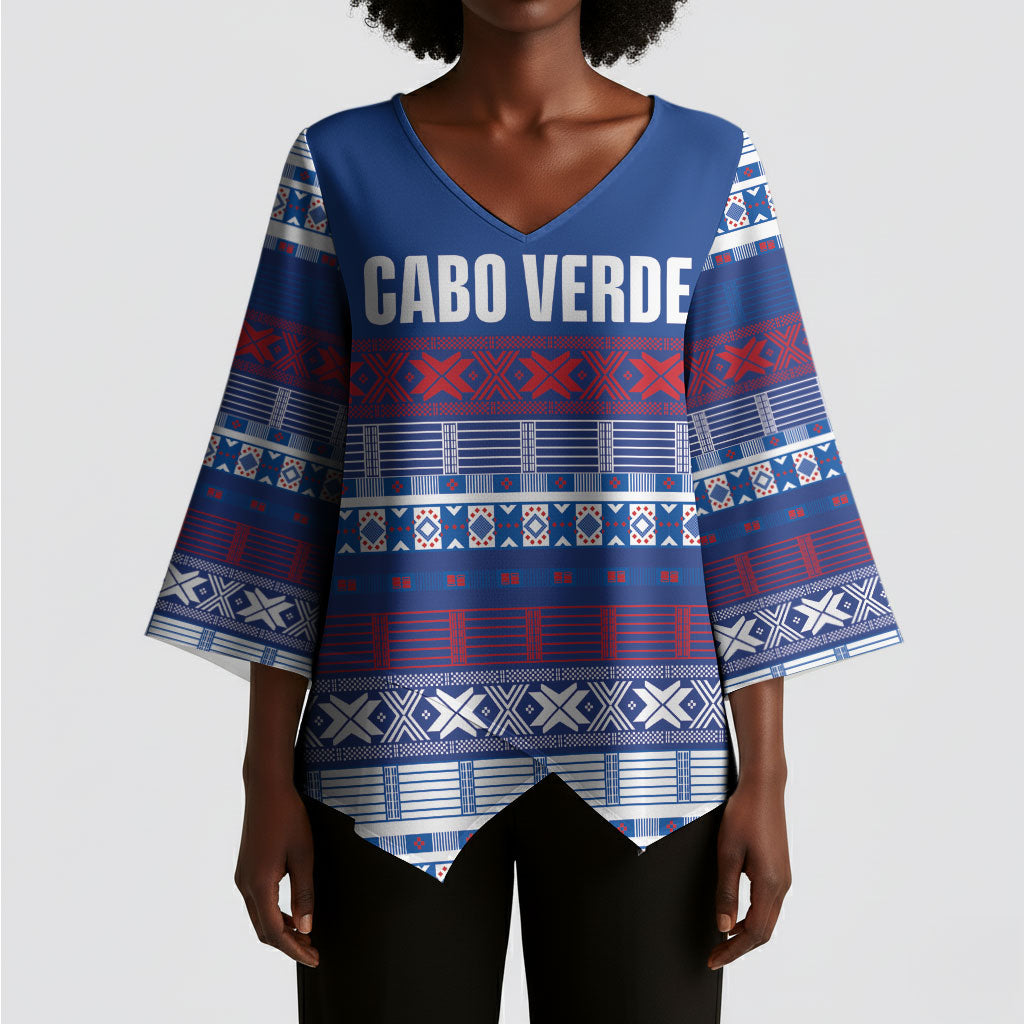 Pano De Terra Motifs Cabo Verde Kimono Sleeve Blouse Flag Color