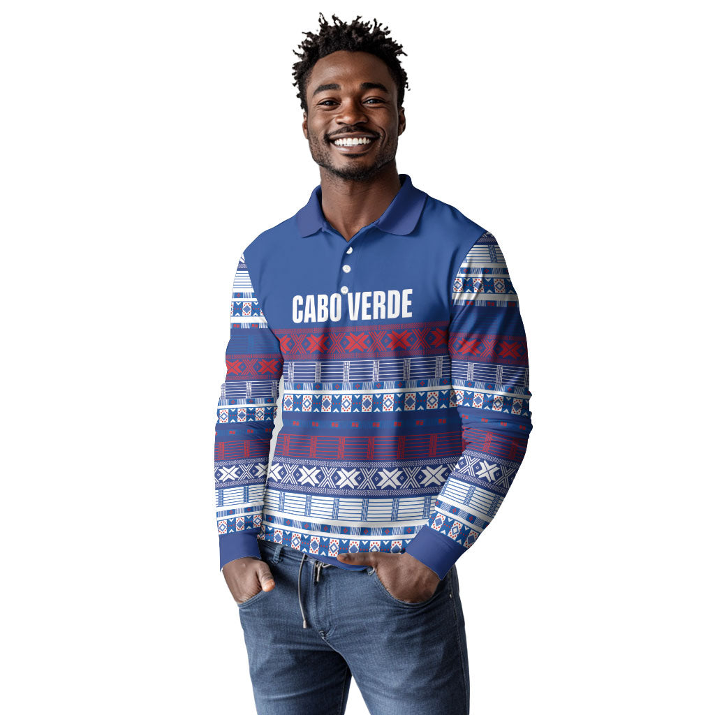Pano De Terra Motifs Cabo Verde Long Sleeve Polo Shirt Flag Color