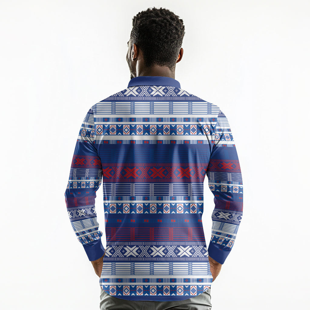 Pano De Terra Motifs Cabo Verde Long Sleeve Polo Shirt Flag Color