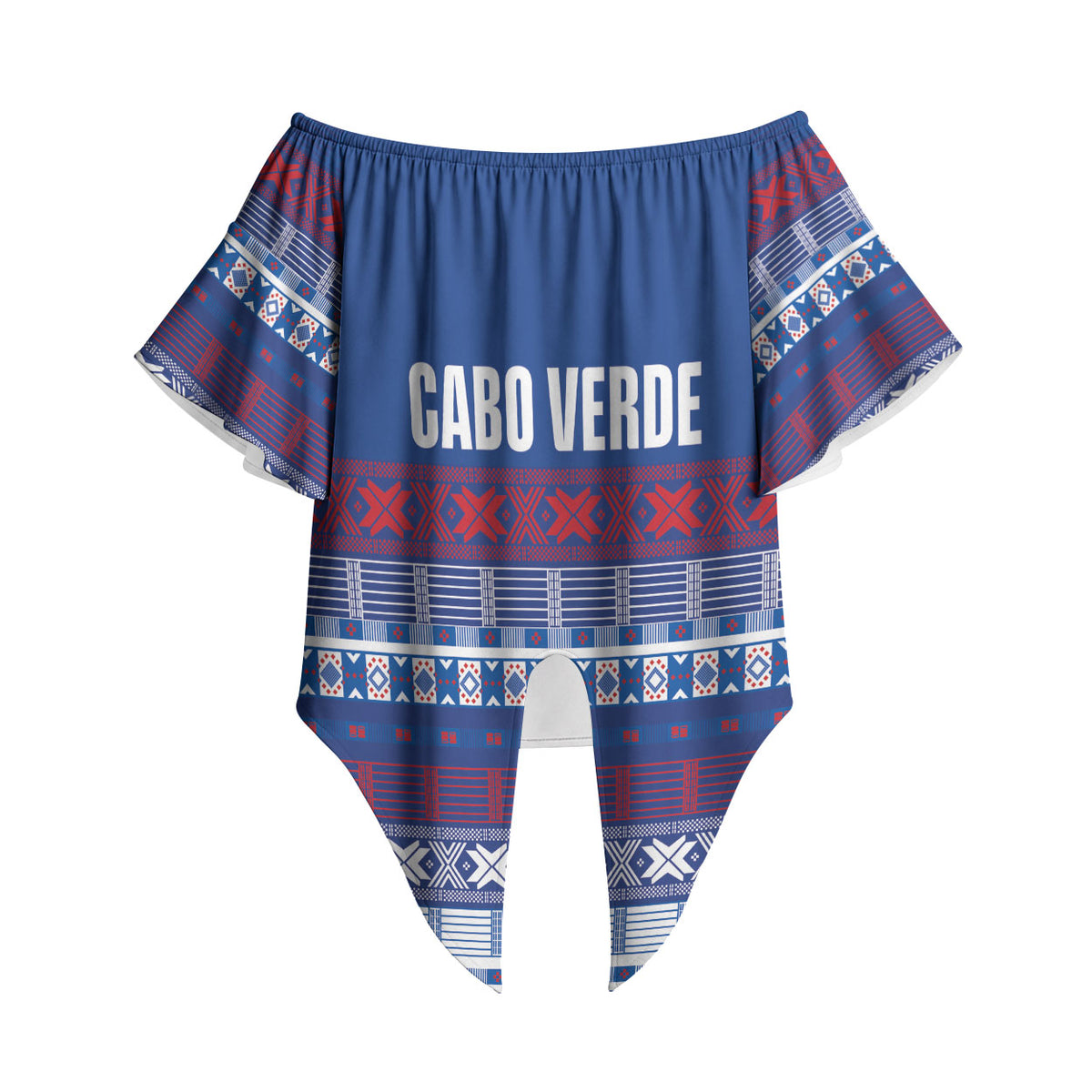 Pano De Terra Motifs Cabo Verde Off Shoulder Wrap Waist Top Flag Color