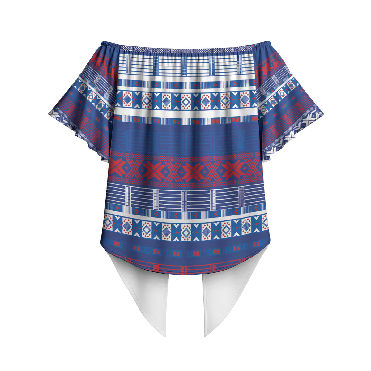 Pano De Terra Motifs Cabo Verde Off Shoulder Wrap Waist Top Flag Color