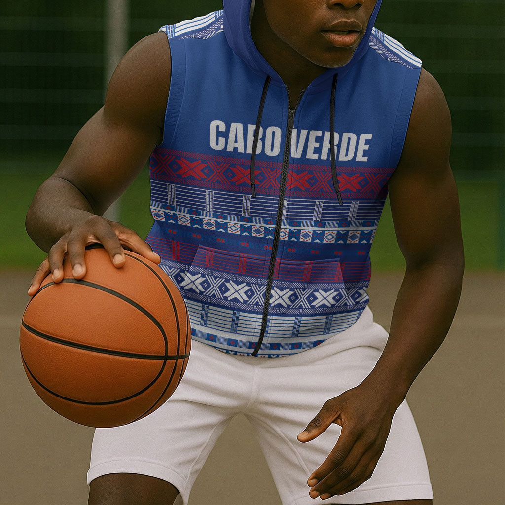 Pano De Terra Motifs Cabo Verde Sleeveless Zip Hoodie Flag Color