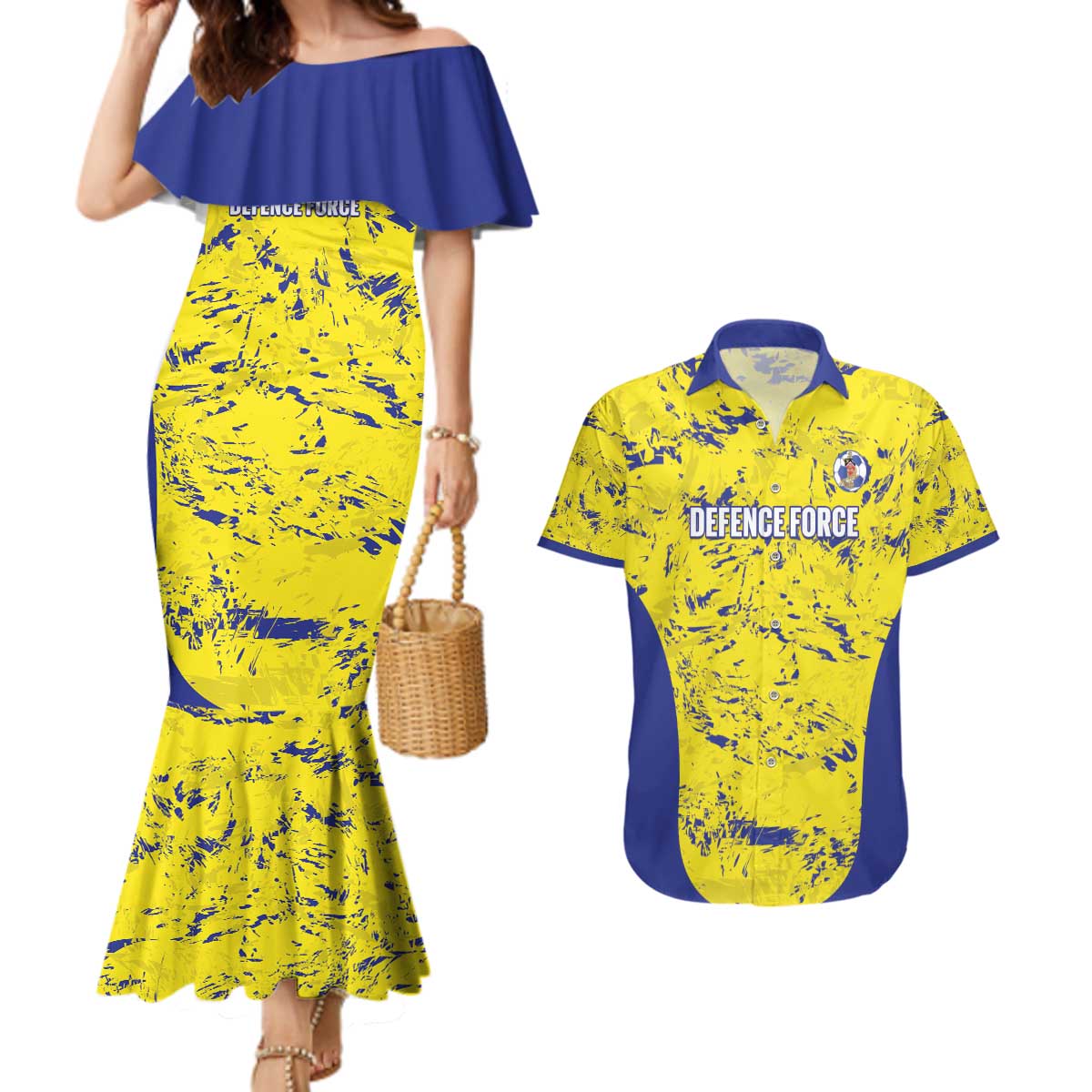 Defence Force Trinidad and Tobago Football Custom Couples Matching Mermaid Dress and Hawaiian Shirt Go Teteron Boy Grunge Vibe - Wonder Print Shop