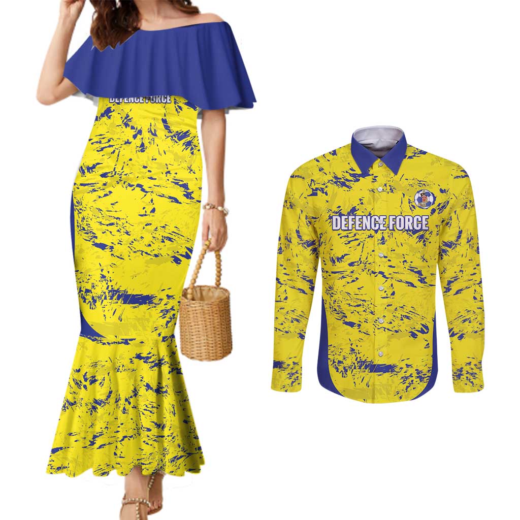 Defence Force Trinidad and Tobago Football Custom Couples Matching Mermaid Dress and Long Sleeve Button Shirt Go Teteron Boy Grunge Vibe - Wonder Print Shop