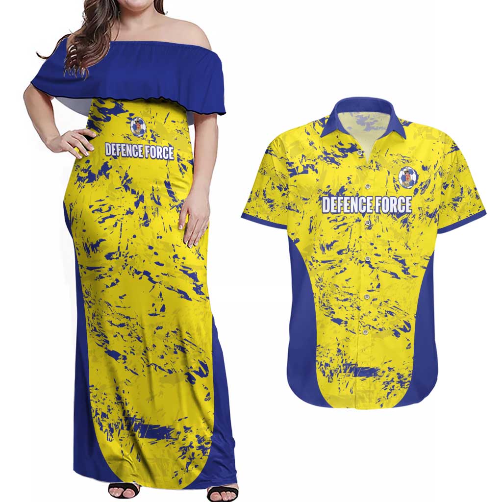 Defence Force Trinidad and Tobago Football Custom Couples Matching Off Shoulder Maxi Dress and Hawaiian Shirt Go Teteron Boy Grunge Vibe - Wonder Print Shop