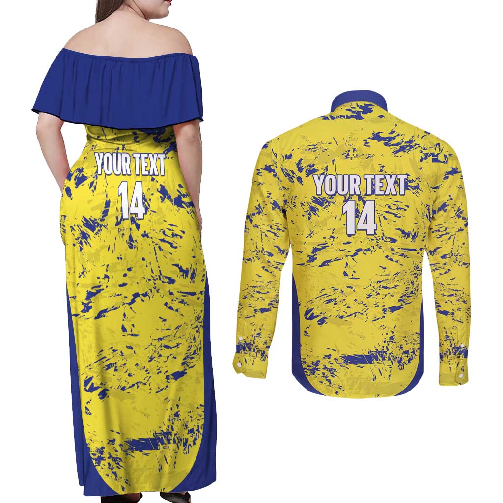 Defence Force Trinidad and Tobago Football Custom Couples Matching Off Shoulder Maxi Dress and Long Sleeve Button Shirt Go Teteron Boy Grunge Vibe - Wonder Print Shop