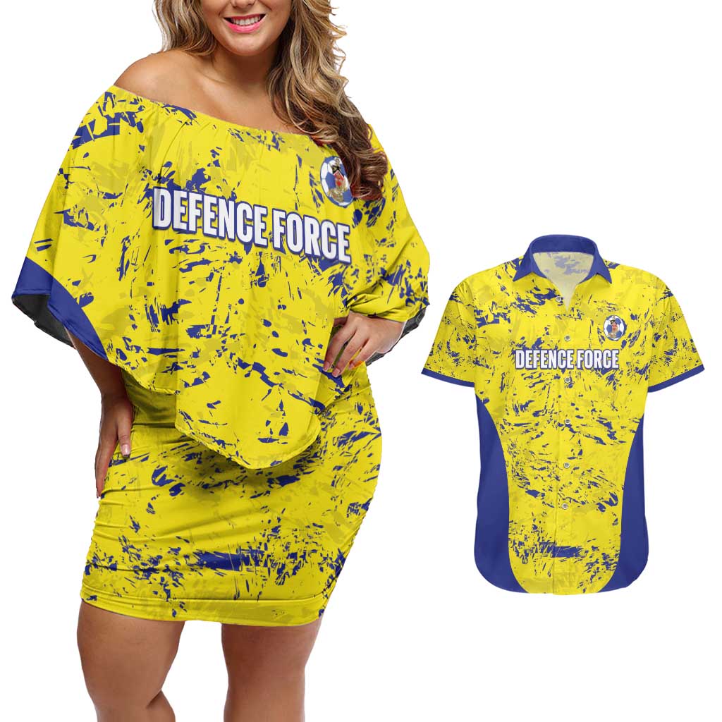 Defence Force Trinidad and Tobago Football Custom Couples Matching Off Shoulder Short Dress and Hawaiian Shirt Go Teteron Boy Grunge Vibe - Wonder Print Shop