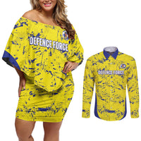 Defence Force Trinidad and Tobago Football Custom Couples Matching Off Shoulder Short Dress and Long Sleeve Button Shirt Go Teteron Boy Grunge Vibe - Wonder Print Shop