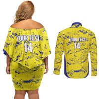 Defence Force Trinidad and Tobago Football Custom Couples Matching Off Shoulder Short Dress and Long Sleeve Button Shirt Go Teteron Boy Grunge Vibe - Wonder Print Shop