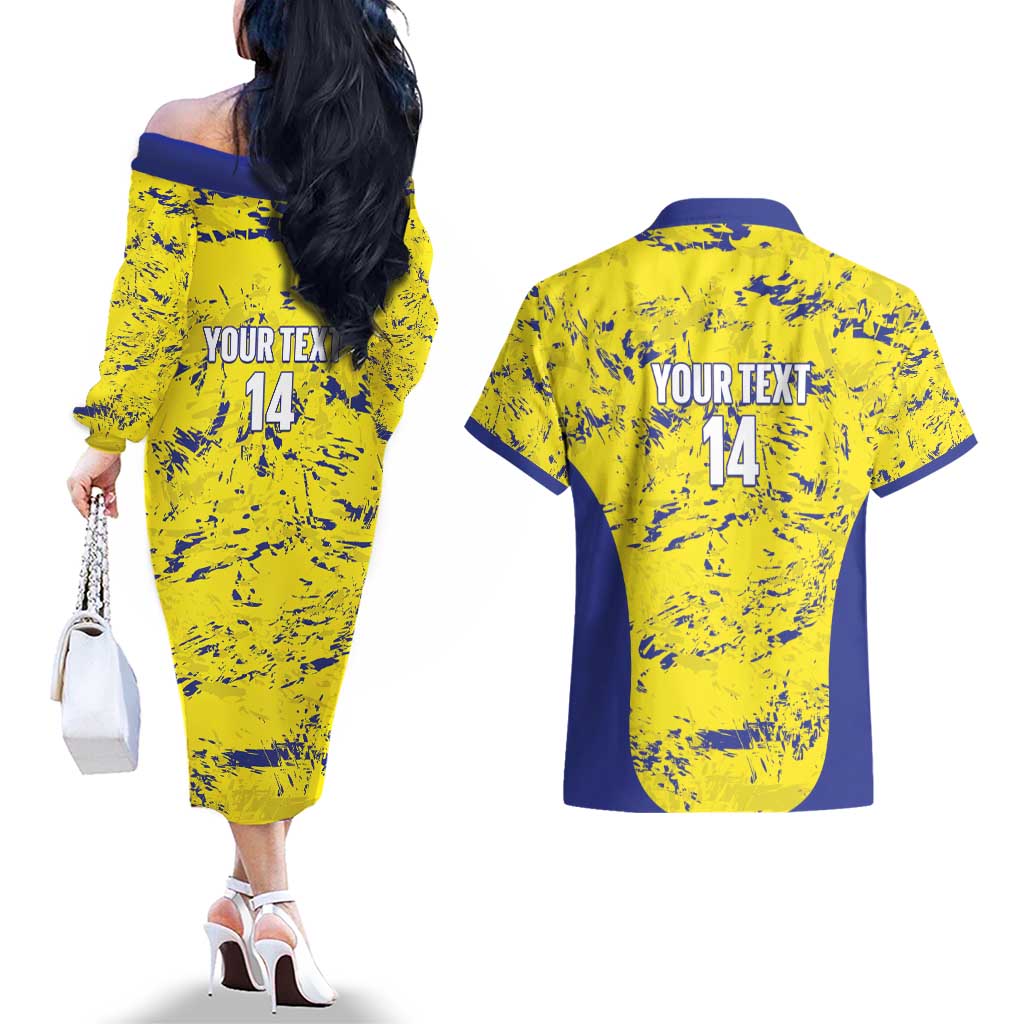 Defence Force Trinidad and Tobago Football Custom Couples Matching Off The Shoulder Long Sleeve Dress and Hawaiian Shirt Go Teteron Boy Grunge Vibe - Wonder Print Shop