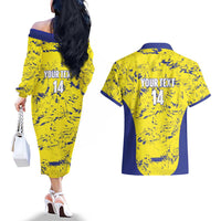 Defence Force Trinidad and Tobago Football Custom Couples Matching Off The Shoulder Long Sleeve Dress and Hawaiian Shirt Go Teteron Boy Grunge Vibe - Wonder Print Shop