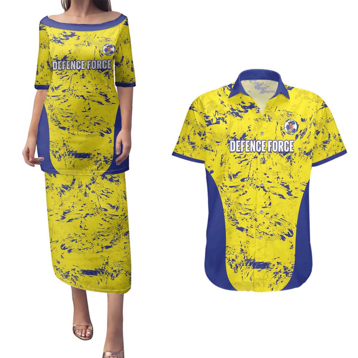 Defence Force Trinidad and Tobago Football Custom Couples Matching Puletasi and Hawaiian Shirt Go Teteron Boy Grunge Vibe - Wonder Print Shop