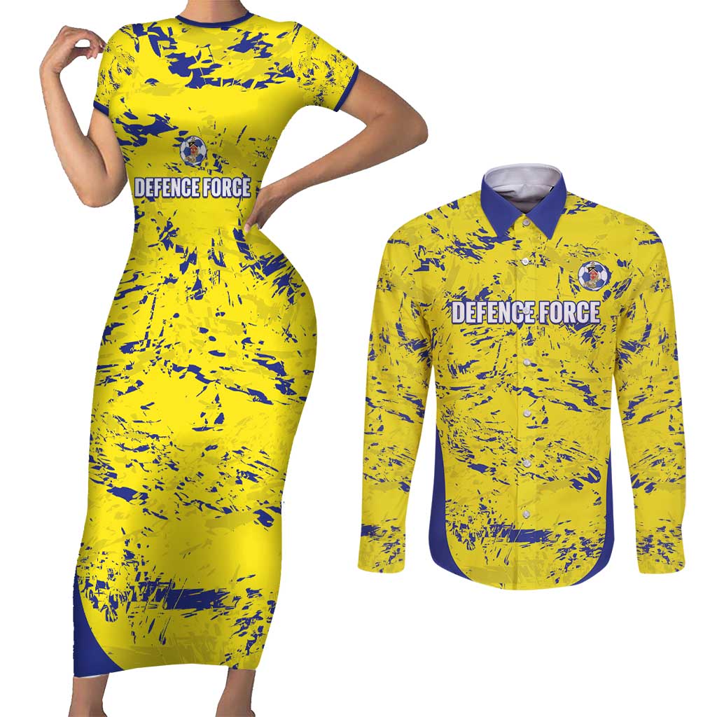 Defence Force Trinidad and Tobago Football Custom Couples Matching Short Sleeve Bodycon Dress and Long Sleeve Button Shirt Go Teteron Boy Grunge Vibe - Wonder Print Shop