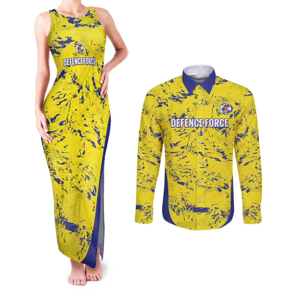 Defence Force Trinidad and Tobago Football Custom Couples Matching Tank Maxi Dress and Long Sleeve Button Shirt Go Teteron Boy Grunge Vibe - Wonder Print Shop