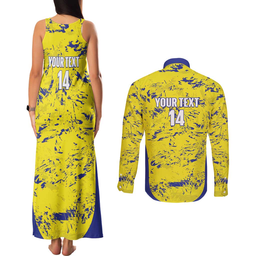 Defence Force Trinidad and Tobago Football Custom Couples Matching Tank Maxi Dress and Long Sleeve Button Shirt Go Teteron Boy Grunge Vibe - Wonder Print Shop