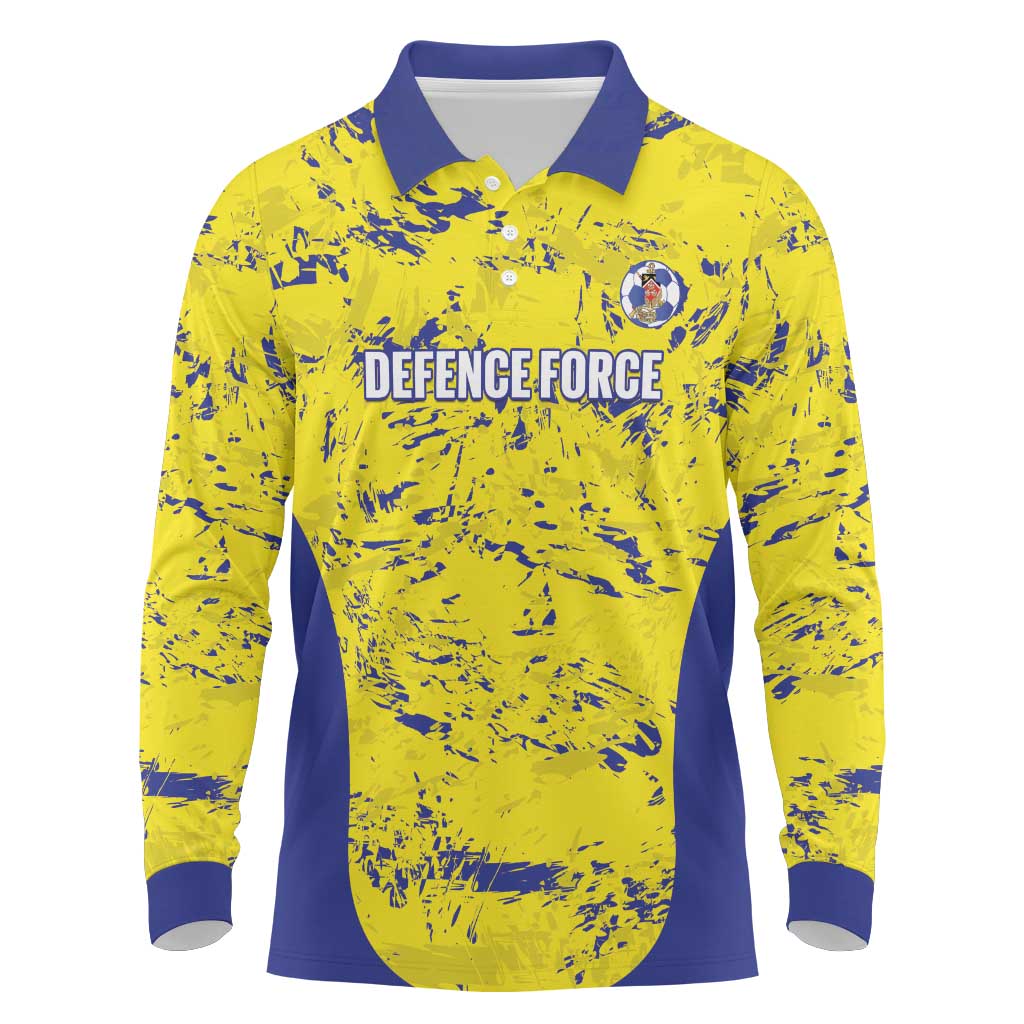 Defence Force Trinidad and Tobago Football Custom Long Sleeve Polo Shirt Go Teteron Boy Grunge Vibe - Wonder Print Shop