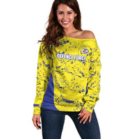 Defence Force Trinidad and Tobago Football Custom Off Shoulder Sweater Go Teteron Boy Grunge Vibe - Wonder Print Shop
