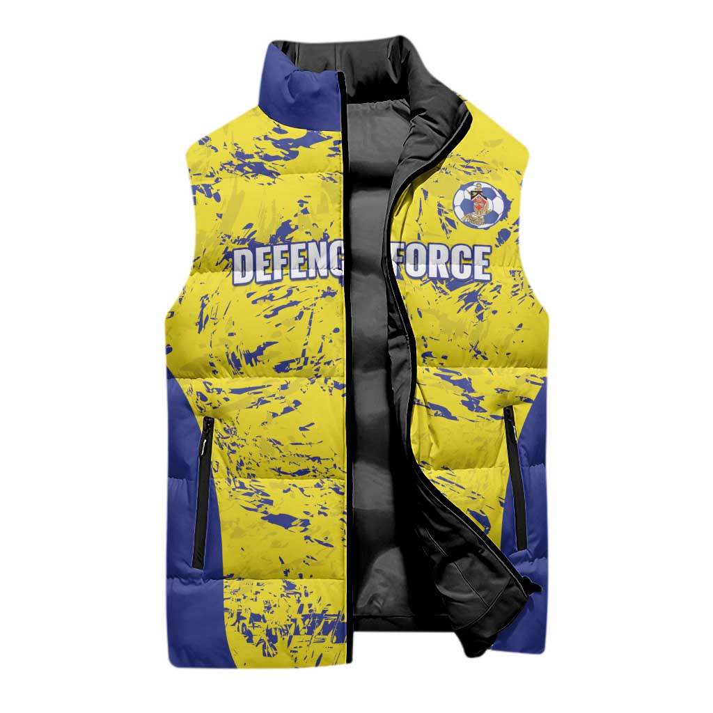 Defence Force Trinidad and Tobago Football Custom Sleeveless Puffer Jacket Go Teteron Boy Grunge Vibe - Wonder Print Shop