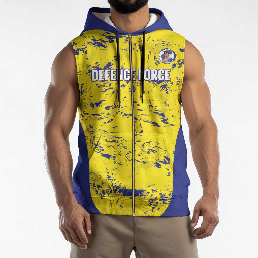 Defence Force Trinidad and Tobago Football Custom Sleeveless Zip Hoodie Go Teteron Boy Grunge Vibe - Wonder Print Shop