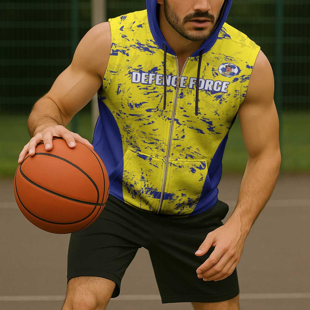 Defence Force Trinidad and Tobago Football Custom Sleeveless Zip Hoodie Go Teteron Boy Grunge Vibe - Wonder Print Shop