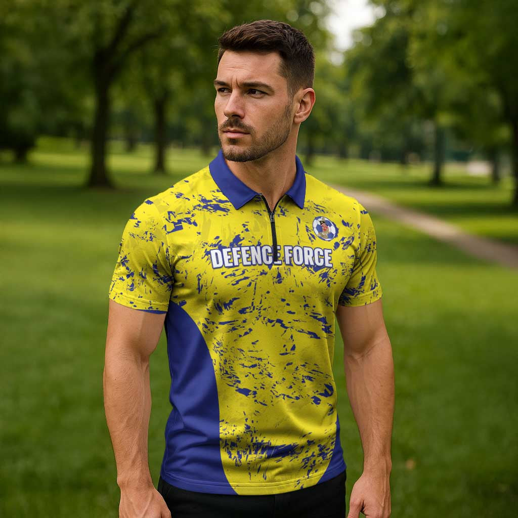 Defence Force Trinidad and Tobago Football Custom Zipper Polo Shirt Go Teteron Boy Grunge Vibe - Wonder Print Shop