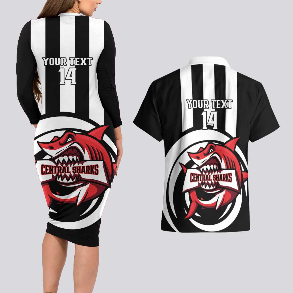 Central Trinidad and Tobago Football Custom Couples Matching Long Sleeve Bodycon Dress and Hawaiian Shirt Come On Sharks Est 2012 - Wonder Print Shop