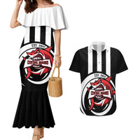 Central Trinidad and Tobago Football Custom Couples Matching Mermaid Dress and Hawaiian Shirt Come On Sharks Est 2012 - Wonder Print Shop