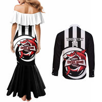 Central Trinidad and Tobago Football Custom Couples Matching Mermaid Dress and Long Sleeve Button Shirt Come On Sharks Est 2012 - Wonder Print Shop