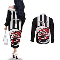 Central Trinidad and Tobago Football Custom Couples Matching Off The Shoulder Long Sleeve Dress and Long Sleeve Button Shirt Come On Sharks Est 2012 - Wonder Print Shop