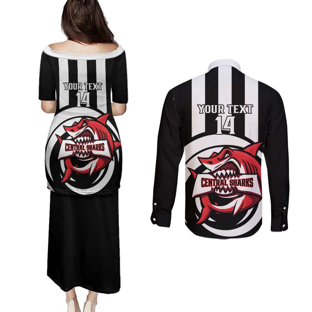 Central Trinidad and Tobago Football Custom Couples Matching Puletasi and Long Sleeve Button Shirt Come On Sharks Est 2012 - Wonder Print Shop