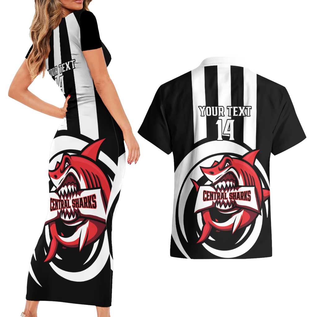 Central Trinidad and Tobago Football Custom Couples Matching Short Sleeve Bodycon Dress and Hawaiian Shirt Come On Sharks Est 2012 - Wonder Print Shop