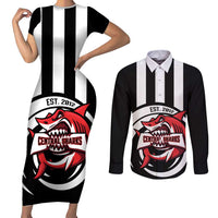 Central Trinidad and Tobago Football Custom Couples Matching Short Sleeve Bodycon Dress and Long Sleeve Button Shirt Come On Sharks Est 2012 - Wonder Print Shop