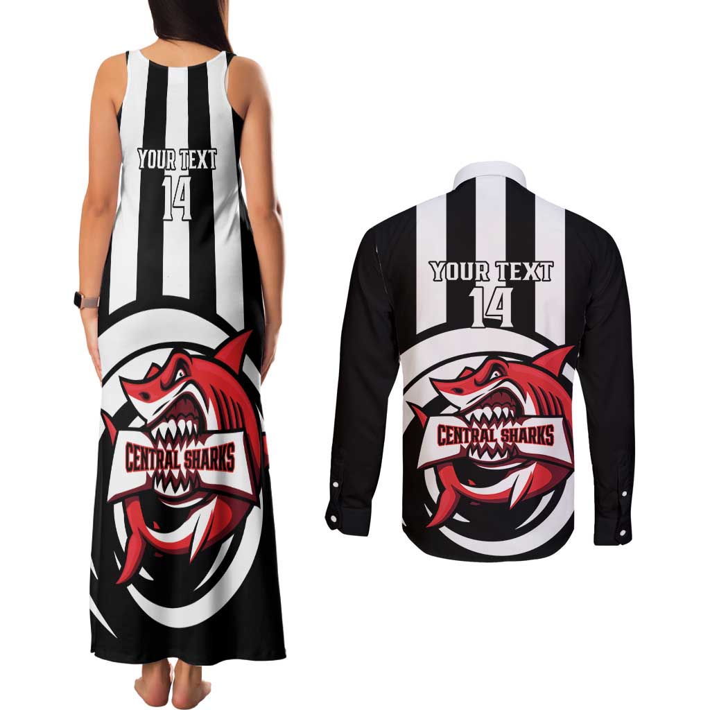 Central Trinidad and Tobago Football Custom Couples Matching Tank Maxi Dress and Long Sleeve Button Shirt Come On Sharks Est 2012 - Wonder Print Shop