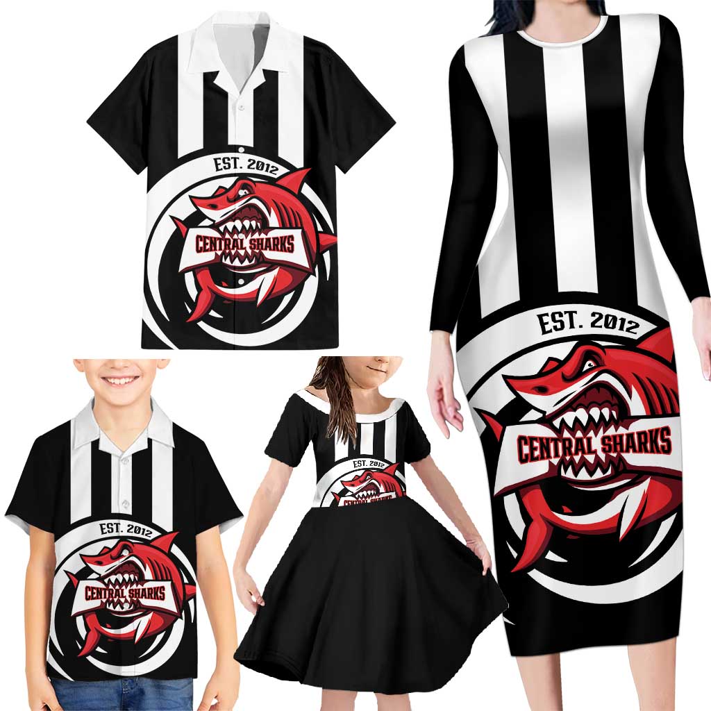 Central Trinidad and Tobago Football Custom Family Matching Long Sleeve Bodycon Dress and Hawaiian Shirt Come On Sharks Est 2012 - Wonder Print Shop