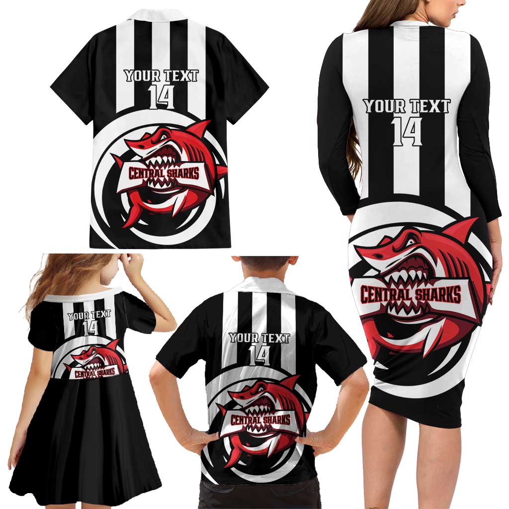 Central Trinidad and Tobago Football Custom Family Matching Long Sleeve Bodycon Dress and Hawaiian Shirt Come On Sharks Est 2012 - Wonder Print Shop