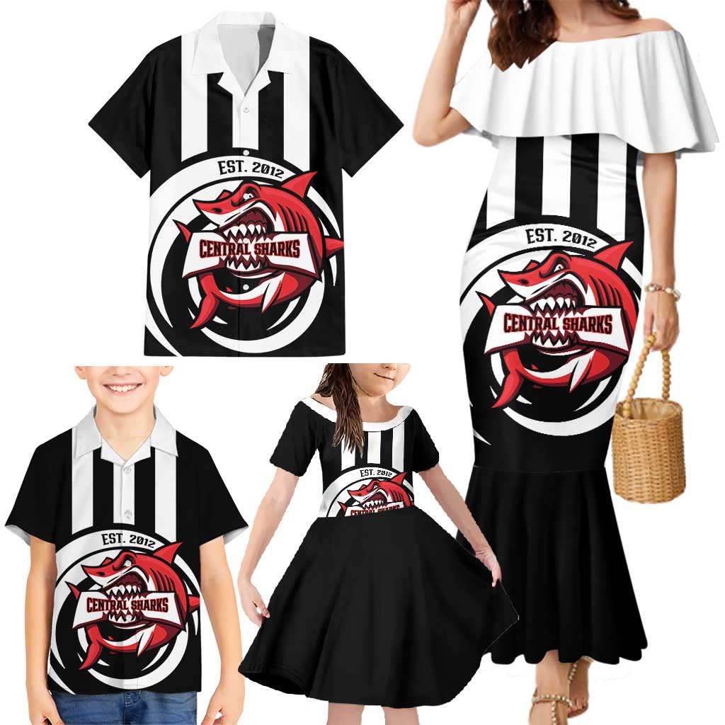 Central Trinidad and Tobago Football Custom Family Matching Mermaid Dress and Hawaiian Shirt Come On Sharks Est 2012 - Wonder Print Shop